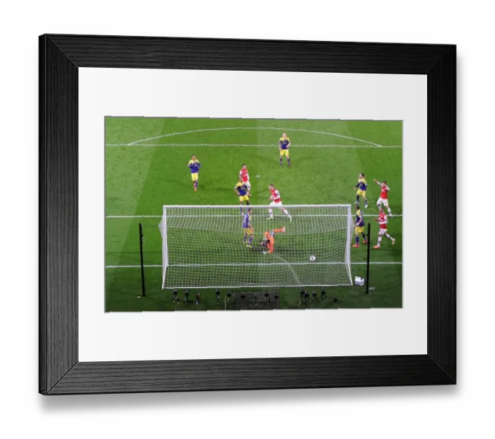 Framed Print : Lukas Podolski Scores First Goal: Arsenal vs Swansea City, Premier League 2013-14
