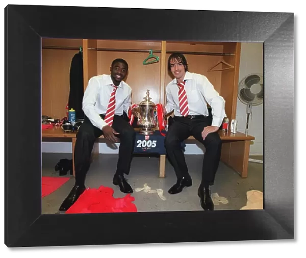 Kolo Toure and Robert Pires (Arsenal) with the FA Cup after the match