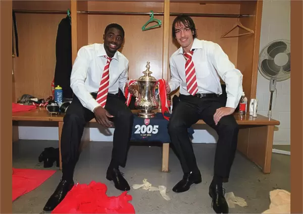 Kolo Toure and Robert Pires (Arsenal) with the FA Cup after the match