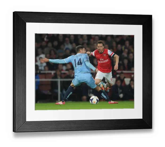 Framed Print : Clash of Midfielders: Cazorla vs Garcia - Arsenal vs Manchester City, Premier League