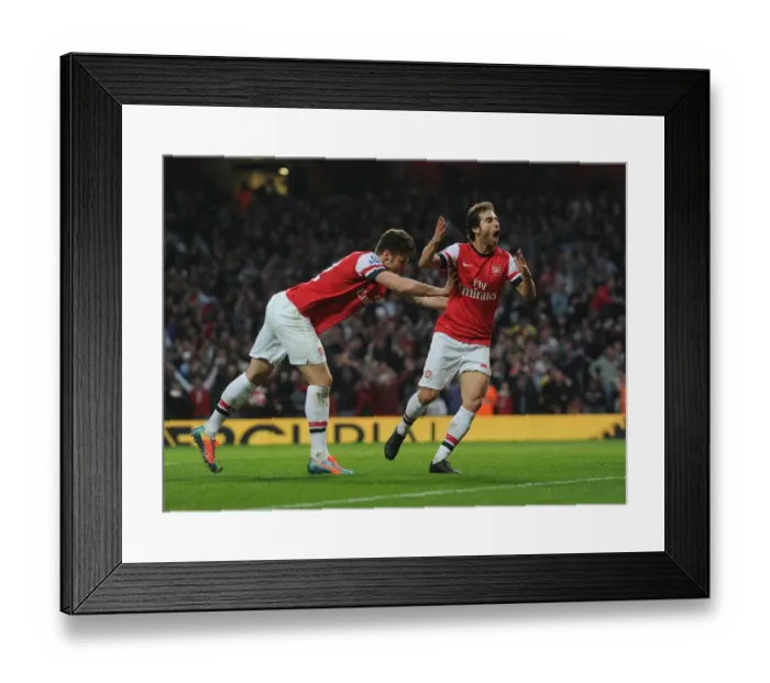 Framed Print : Flamini and Giroud Celebrate Goal: Arsenal vs Manchester City, Premier League 2013 / 14