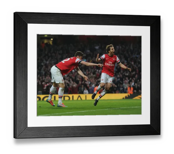 Framed Print : Unstoppable Arsenal: Flamini and Giroud's Unforgettable Goal Celebration vs. Manchester City, 2013 / 14
