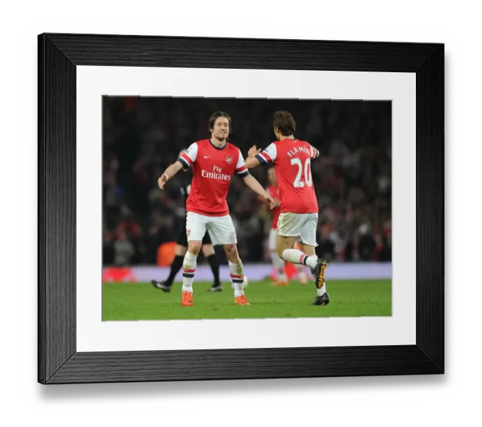 Framed Print : Flamini and Rosicky Celebrate Goal: Arsenal vs Manchester City, Premier League 2013 / 14 Framed Print : Flamini and Rosicky Celebrate Goal: Arsenal vs Manchester City, Premier League 2013 / 14