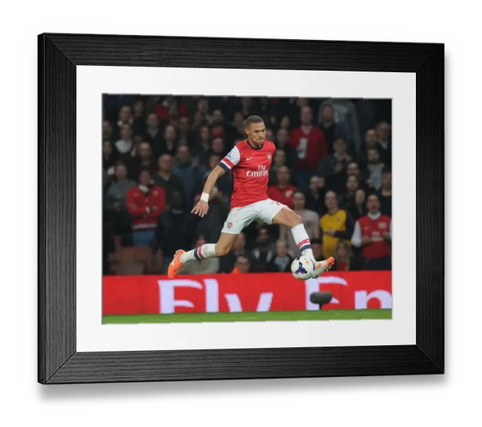 Framed Print : Arsenal's Kieran Gibbs in Action Against Manchester City (2013 / 14)