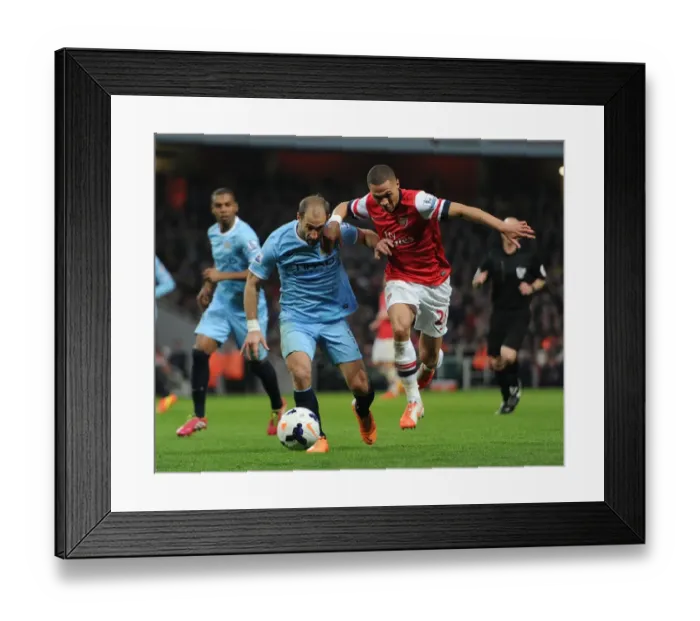 Framed Print : Clash of Titans: Gibbs vs Zabaleta - Arsenal vs Manchester City, Premier League Framed Print : Clash of Titans: Gibbs vs Zabaleta - Arsenal vs Manchester City, Premier League