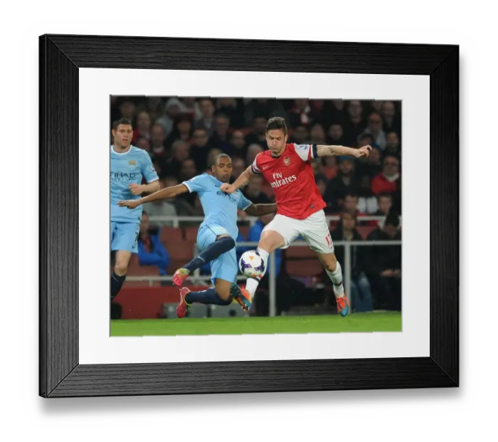 Framed Print : Clash of Titans: Giroud vs Fernandinho - Arsenal vs Manchester City, Premier League Framed Print : Clash of Titans: Giroud vs Fernandinho - Arsenal vs Manchester City, Premier League