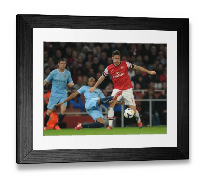 Framed Print : Giroud vs Fernandinho: A Football Rivalry - Arsenal vs Manchester City, Premier League 2013 / 14 Framed Print : Giroud vs Fernandinho: A Football Rivalry - Arsenal vs Manchester City, Premier League 2013 / 14