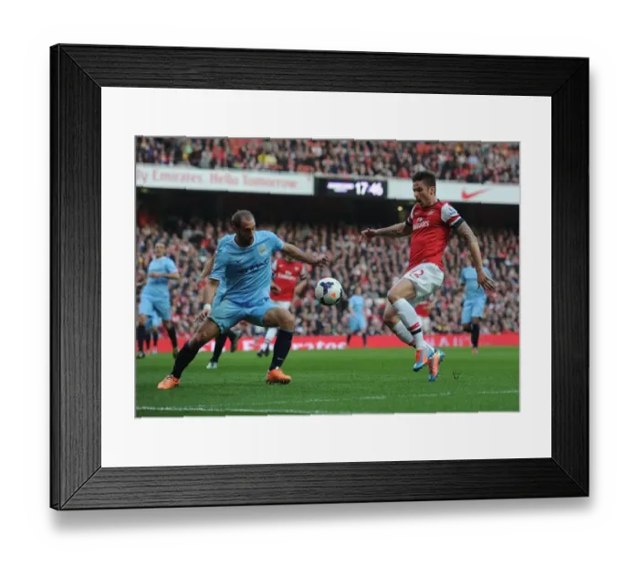 Framed Print : Clash at the Emirates: Giroud vs. Zabaleta - Arsenal vs. Manchester City, Premier League