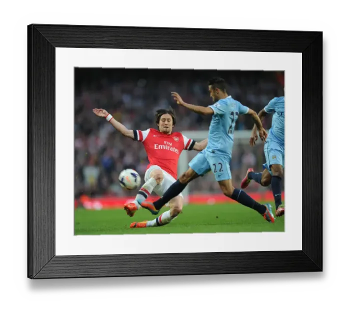 Framed Print : Clash of Titans: Rosicky vs. Clichy - Arsenal vs. Manchester City, Premier League, 2014