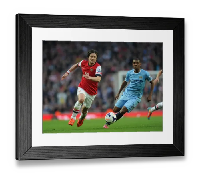 Framed Print : Rosicky Outmaneuvers Fernandinho: Arsenal vs Manchester City, Premier League 2013 / 14