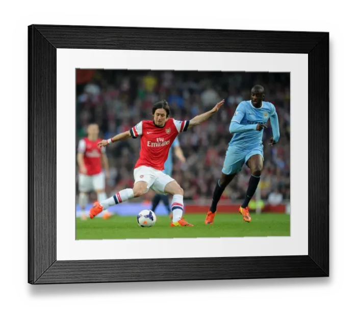 Framed Print : Clash of Midfield Titans: Rosicky vs. Yaya Toure (Arsenal vs. Manchester City, 2013 / 14)