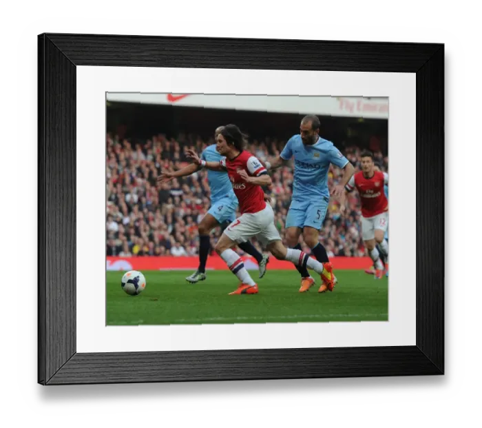 Framed Print : Rosicky vs Zabaleta: Battle for the Penalty Spot - Arsenal v Manchester City, Premier League