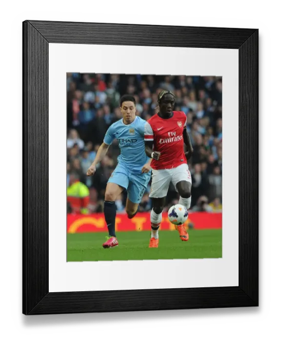 Framed Print : Bacary Sagna (Arsenal) Samir Nasri (Man City). Arsenal 1: 1 Manchester City. Barclays Premier League