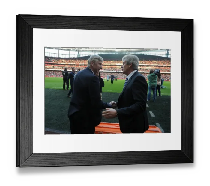 Framed Print : Arsene Wenger and Manuel Pellegrini: A Pre-Match Encounter between Arsenal and Manchester City, Premier League, 2014 Framed Print : Arsene Wenger and Manuel Pellegrini: A Pre-Match Encounter between Arsenal and Manchester City, Premier League, 2014