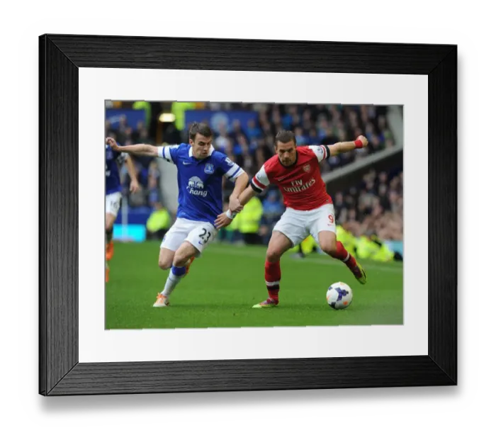 Framed Print : Podolski vs. Coleman: A Premier League Showdown at Goodison Park Framed Print : Podolski vs. Coleman: A Premier League Showdown at Goodison Park