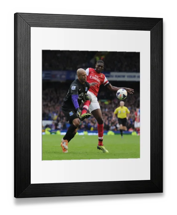 Framed Print : Clash at Goodison Park: Yaya Sanogo vs. Tim Howard Framed Print : Clash at Goodison Park: Yaya Sanogo vs. Tim Howard
