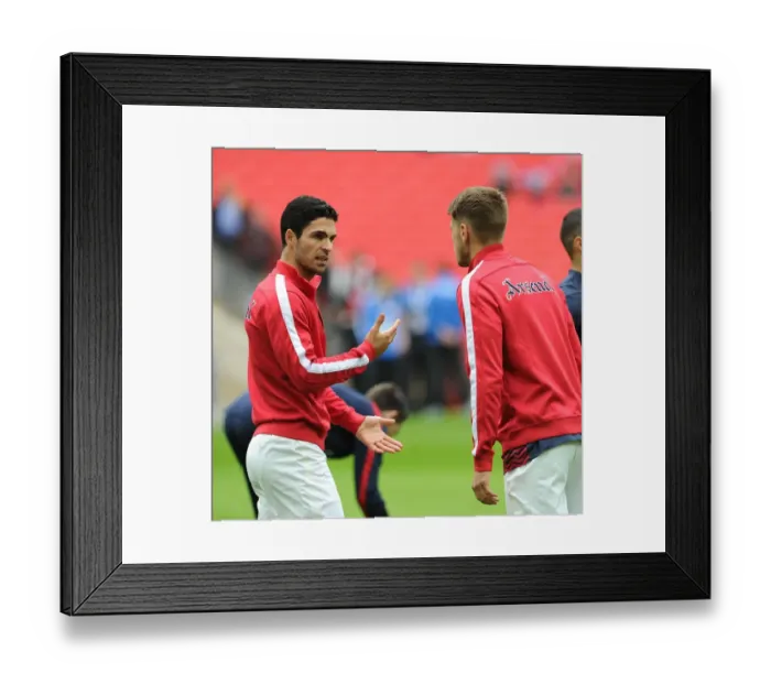 Framed Print : Arsenal's Arteta and Ramsey Discuss Strategy Before FA Cup Semi-Final vs. Wigan Athletic Framed Print : Arsenal's Arteta and Ramsey Discuss Strategy Before FA Cup Semi-Final vs. Wigan Athletic