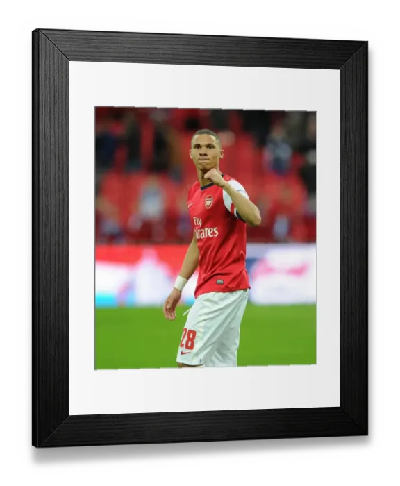 Framed Print : Kieran Gibbs's Exultant Moment: Arsenal's FA Cup Semi-Final Victory over Wigan Athletic