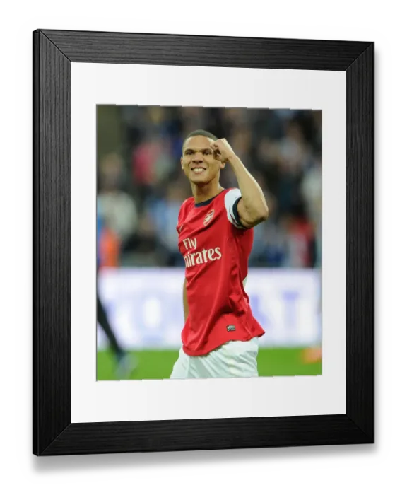 Framed Print : Arsenal's Kieran Gibbs Celebrates FA Cup Semi-Final Victory over Wigan Athletic Framed Print : Arsenal's Kieran Gibbs Celebrates FA Cup Semi-Final Victory over Wigan Athletic