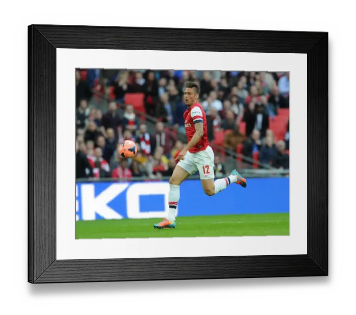 Framed Print : Olivier Giroud in Action: Arsenal vs Wigan Athletic, FA Cup Semi-Final, 2014 Framed Print : Olivier Giroud in Action: Arsenal vs Wigan Athletic, FA Cup Semi-Final, 2014