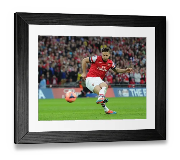 Framed Print : Olivier Giroud Scores the Decisive Penalty: Arsenal Advance in FA Cup Semi-Final