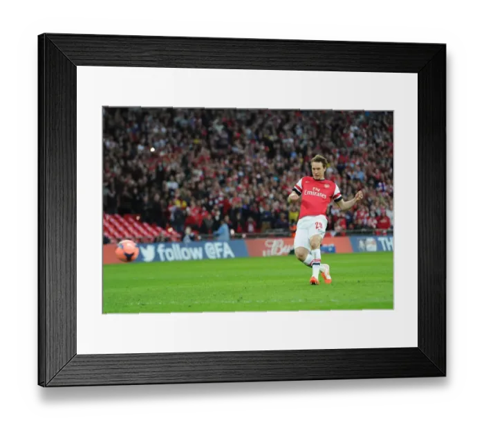 Framed Print : Kim Kallstrom Scores the Winning Penalty: Arsenal Advance in FA Cup Semi-Final