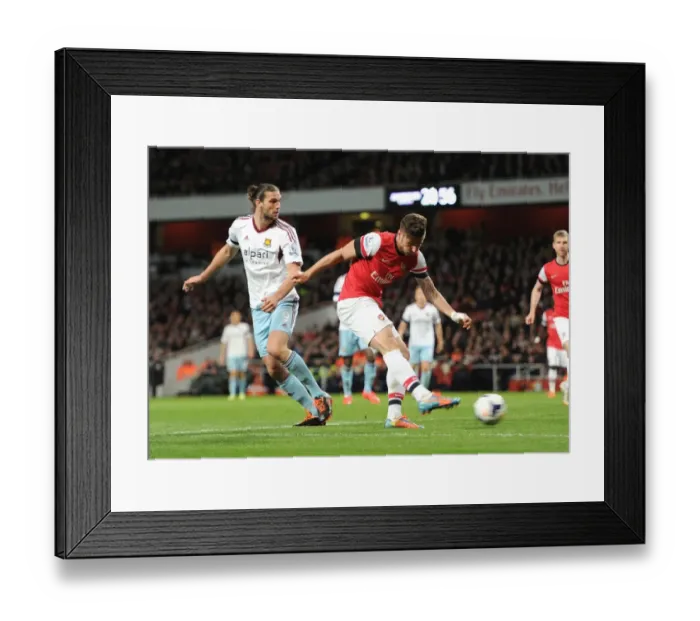 Framed Print : Giroud Scores Against Carroll: Arsenal's Triumph over West Ham United, Premier League 2013 / 14