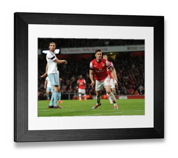 Framed Print : Olivier Giroud's Thrilling Goal: Arsenal's 3-1 Victory Over West Ham United Framed Print : Olivier Giroud's Thrilling Goal: Arsenal's 3-1 Victory Over West Ham United