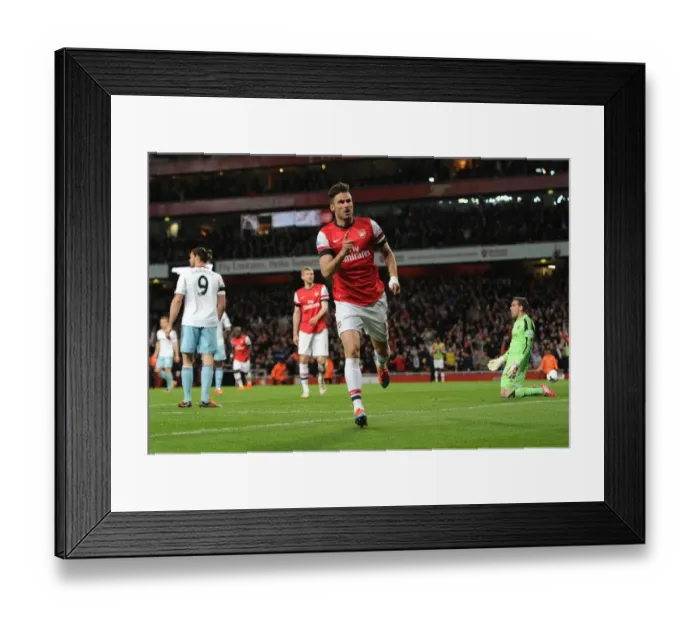 Framed Print : Olivier Giroud's Double: Arsenal's Victory Over West Ham United in the Premier League, April 2014