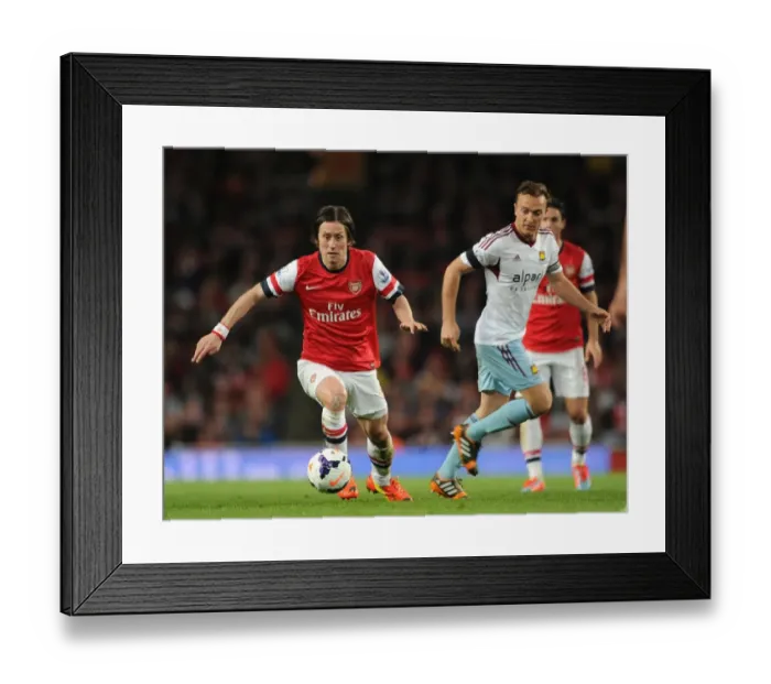Framed Print : Arsenal's Rosicky Clashes with West Ham's Noble in Premier League Showdown