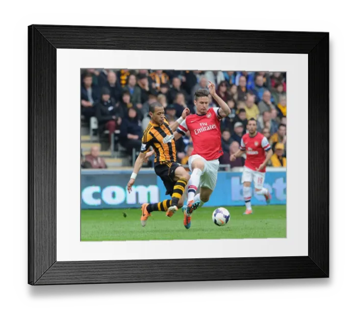 Framed Print : Clash at KC Stadium: Giroud vs. Rosenior in Hull City vs. Arsenal Premier League Showdown Framed Print : Clash at KC Stadium: Giroud vs. Rosenior in Hull City vs. Arsenal Premier League Showdown