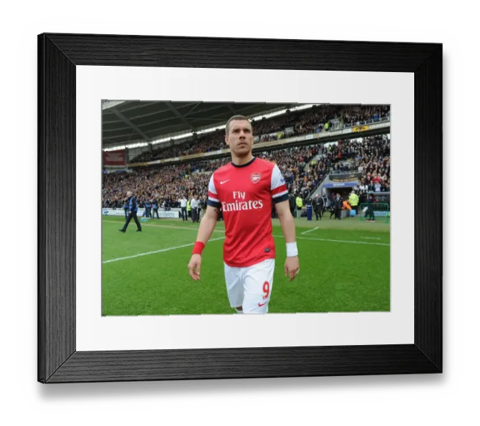 Framed Print : Lukas Podolski: Arsenal Star's Pre-Match Focus at Hull City, 2014