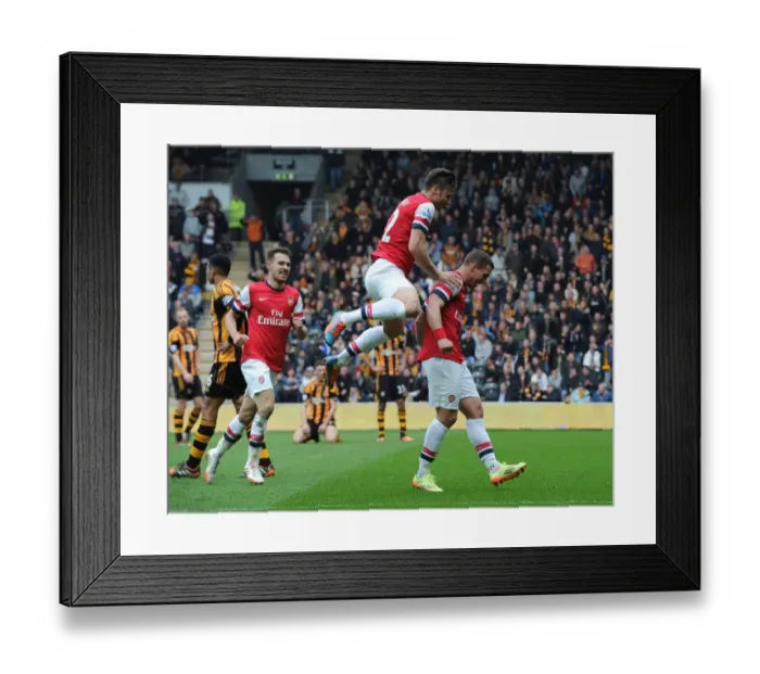 Framed Print : Podolski, Giroud, and Ramsey: Celebrating Arsenal's Victory over Hull City (April 2014) Framed Print : Podolski, Giroud, and Ramsey: Celebrating Arsenal's Victory over Hull City (April 2014)