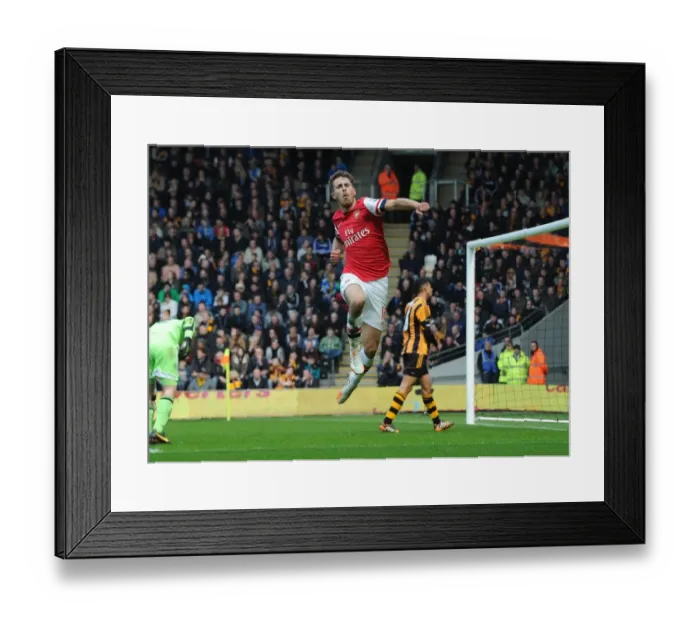 Framed Print : Euphoria Unleashed: Aaron Ramsey's Thrilling Goal Celebration vs. Hull City, Premier League 2013-2014 Framed Print : Euphoria Unleashed: Aaron Ramsey's Thrilling Goal Celebration vs. Hull City, Premier League 2013-2014
