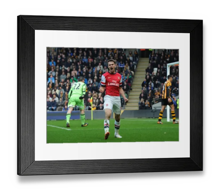 Framed Print : Aaron Ramsey's Euphoric Goal Celebration: Hull City vs. Arsenal, Premier League 2013-2014 Framed Print : Aaron Ramsey's Euphoric Goal Celebration: Hull City vs. Arsenal, Premier League 2013-2014