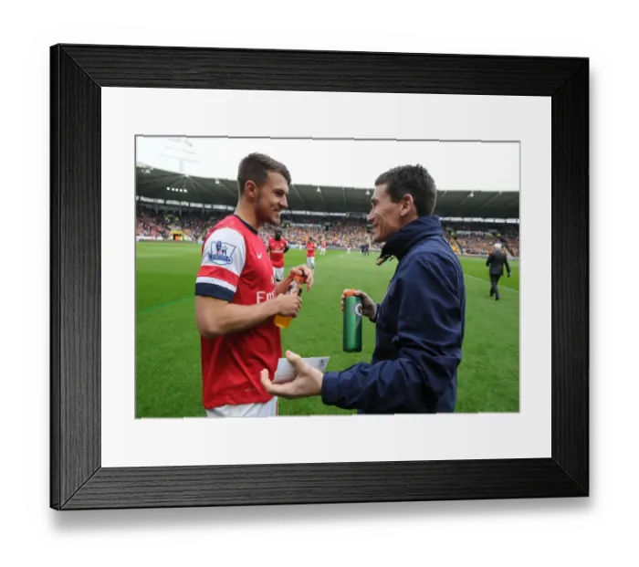 Framed Print : Aaron Ramsey's Pre-Match Chat with Arsenal Doctor Gary O'Driscoll (Hull City vs Arsenal, 2014) Framed Print : Aaron Ramsey's Pre-Match Chat with Arsenal Doctor Gary O'Driscoll (Hull City vs Arsenal, 2014)