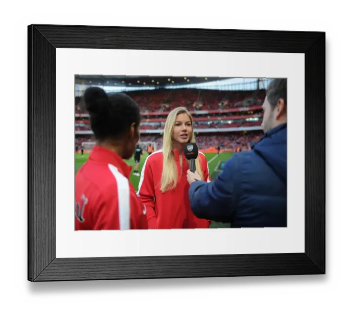 Framed Print : Arsenal Ladies: Rachel Yankey and Anouk Hoogendijk Pre-Match Interview (Arsenal v Newcastle United, 2013 / 14) Framed Print : Arsenal Ladies: Rachel Yankey and Anouk Hoogendijk Pre-Match Interview (Arsenal v Newcastle United, 2013 / 14)