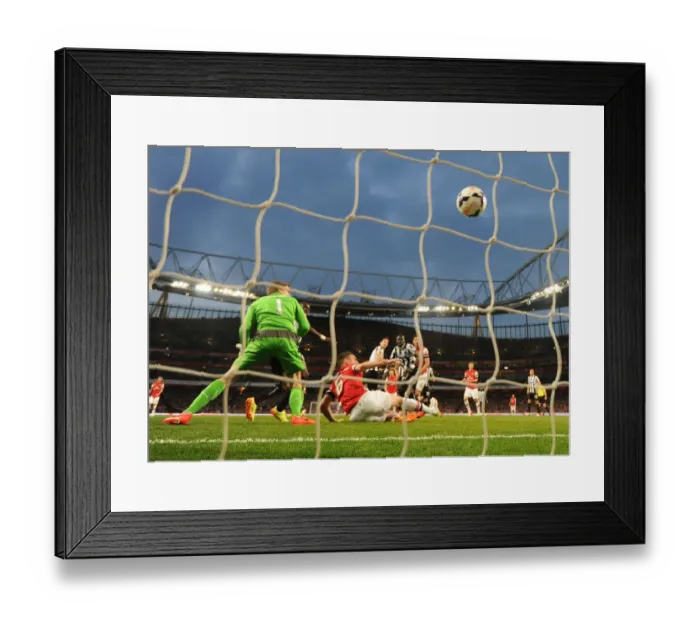 Framed Print : Laurent Koscielny scores Arsenals 1st goal past Tim Krul (Newcastle). Arsenal 2: 0 Newcastle United
