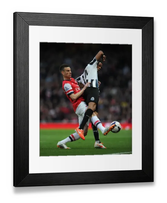 Framed Print : Laurent Koscielny (Arsenal) Loic Remy (Newcastle). Arsenal 2: 0 Newcastle United