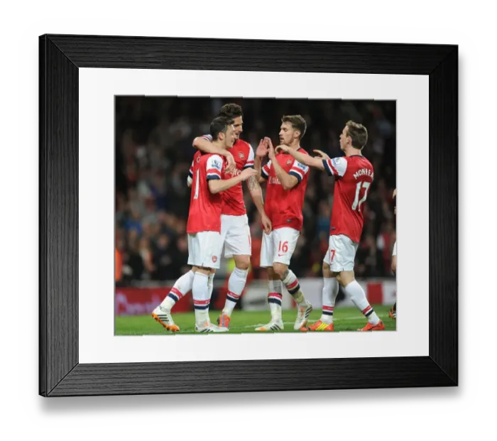 Framed Print : Arsenal Celebrate: Ozil, Giroud, Ramsey, Monreal Score Against Newcastle United (2013 / 14)