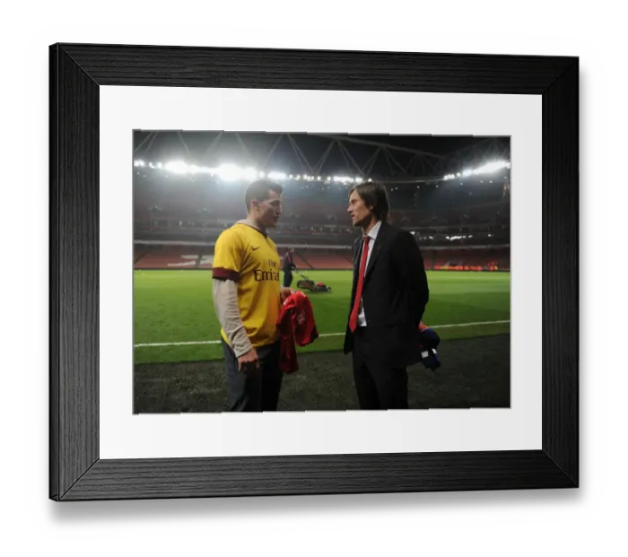 Framed Print : Tomas Rosicky's Unlikely Friend: NHL Player Andrew Ference at Arsenal vs Newcastle United (2013 / 14)