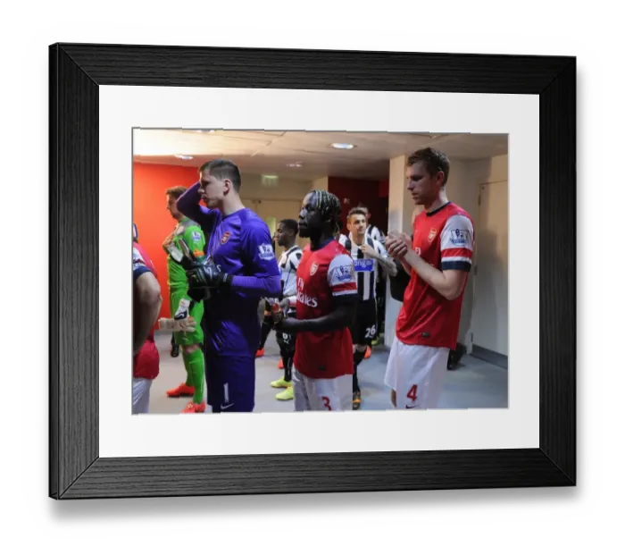 Framed Print : Wojciech Szczesny, Bacary Sagna and Per Mertesacker (Arsenal). Arsenal 2: 0 Newcastle United