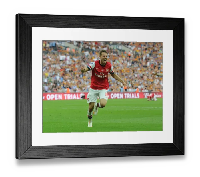 Framed Print : Arsenal's Aaron Ramsey Celebrates FA Cup Final Goal Against Hull City (2014)