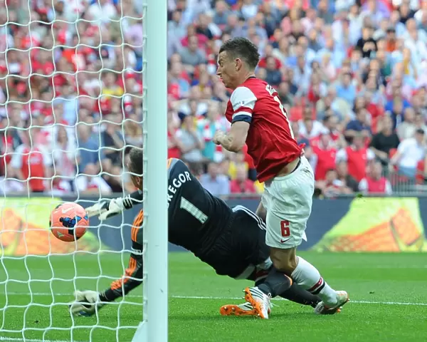Arsenal's Laurent Koscielny Scores Second Goal Against Hull City in FA Cup Final, 2014