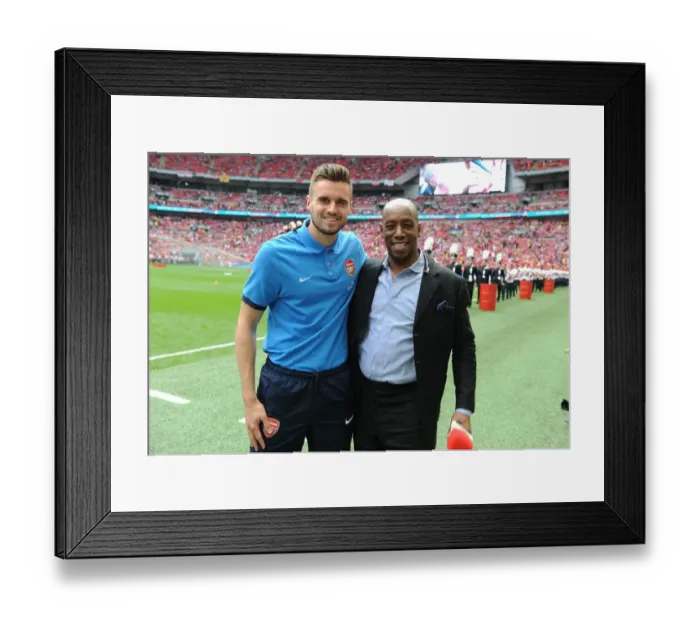 Framed Print : Arsenal's Carl Jenkinson Meets Ian Wright Before FA Cup Showdown: A Tradition of Excellence Framed Print : Arsenal's Carl Jenkinson Meets Ian Wright Before FA Cup Showdown: A Tradition of Excellence