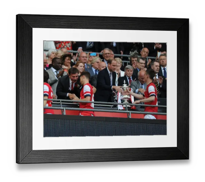 Framed Print : Arsenal FC Wins FA Cup: Prince William Honors Stan Kroenke, Aaron Ramsey, and Laurent Koscielny (2014)