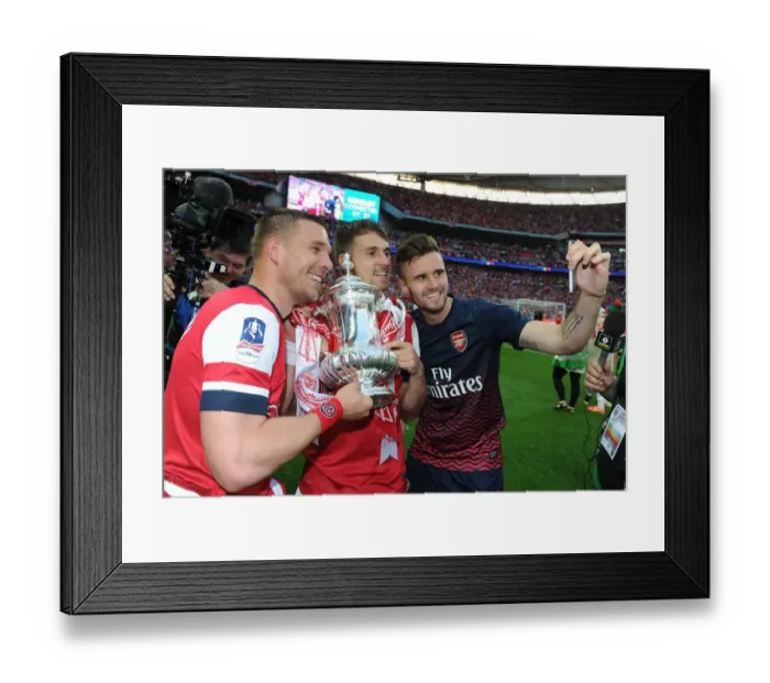 Framed Print : Arsenal Celebrate FA Cup Victory: Podolski, Ramsey, Jenkinson