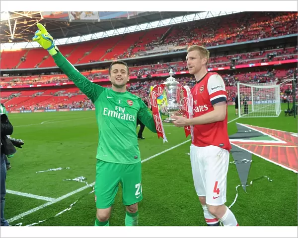 Arsenal FC: Lukasz Fabianski and Per Mertsacker Celebrate FA Cup Victory