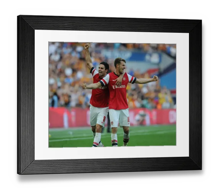 Framed Print : Arsenal's Triumph: Ramsey and Arteta's FA Cup Victory Celebration (Arsenal vs Hull City, 2014)