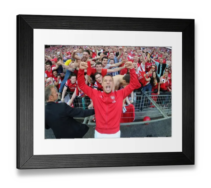 Framed Print : Arsenal FC: Lukas Podolski and Fans Celebrate FA Cup Victory at Wembley Stadium